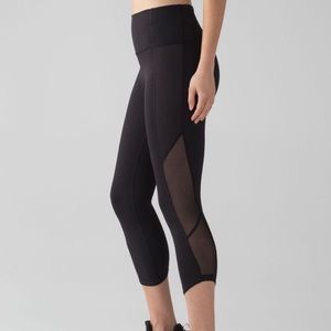 Lululemon Black Polka Dot Mesh Crop Leggings